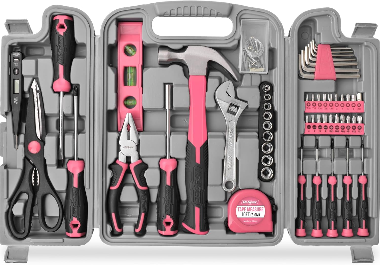 Hi-Spec Tool Set 25pc Pink Household DIY Tool Kit for Women